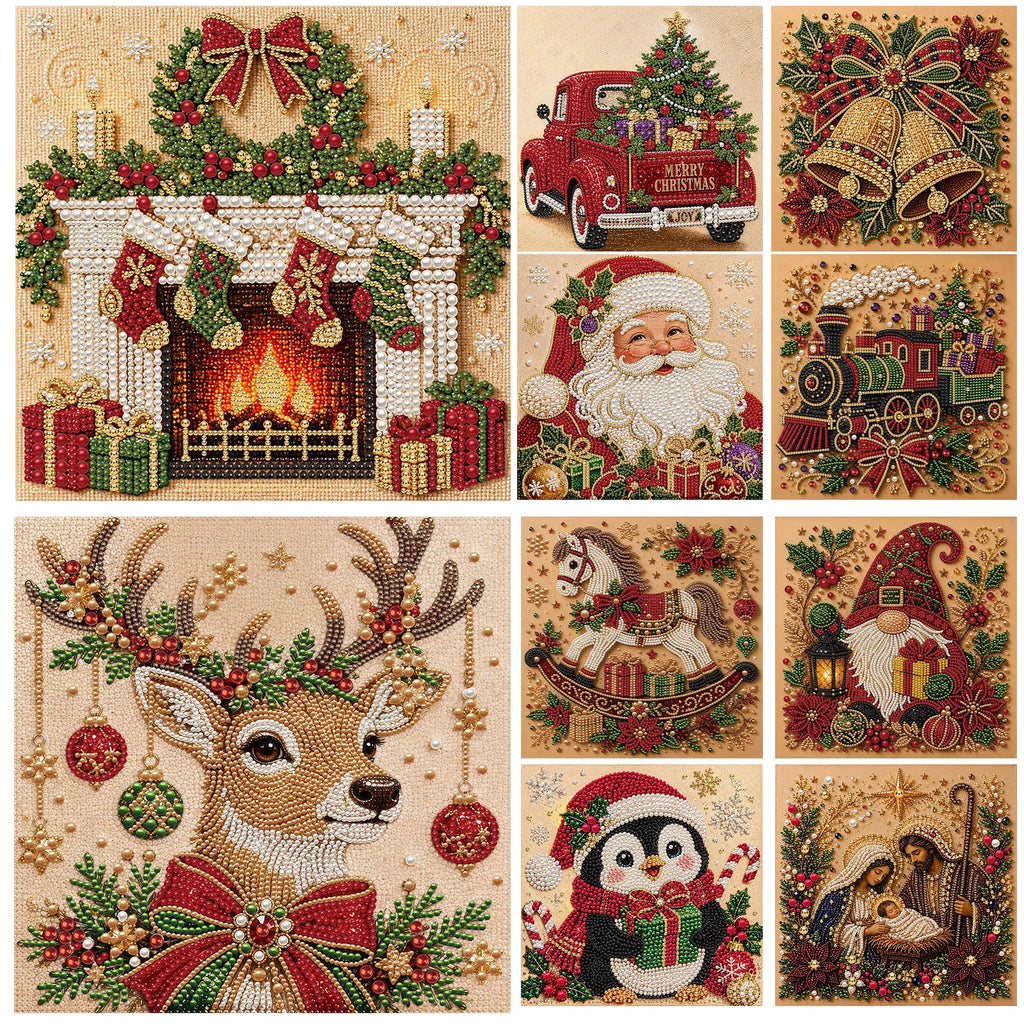 Christmas DIY Pearl Diamond Painting Kit with Frame – 30x30cm