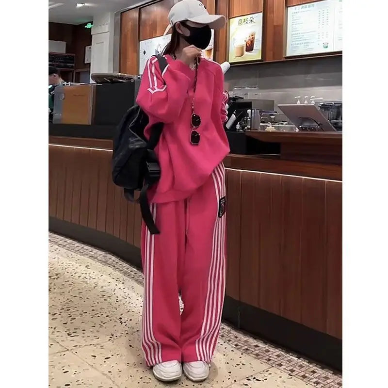 Women’s Korean-Style Relaxed Sweatshirt Two-Piece Set