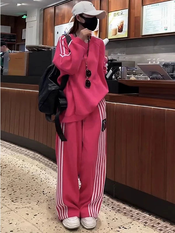 Women’s Korean-Style Relaxed Sweatshirt Two-Piece Set