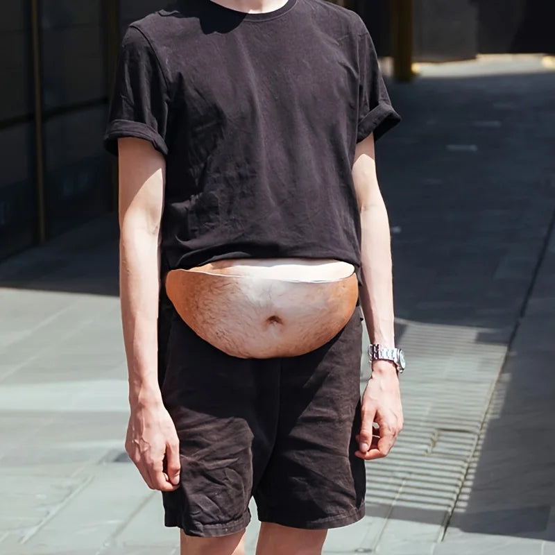 Funny Dad Belly Fanny Pack – 3D Fake Beer Belly Waist Bag