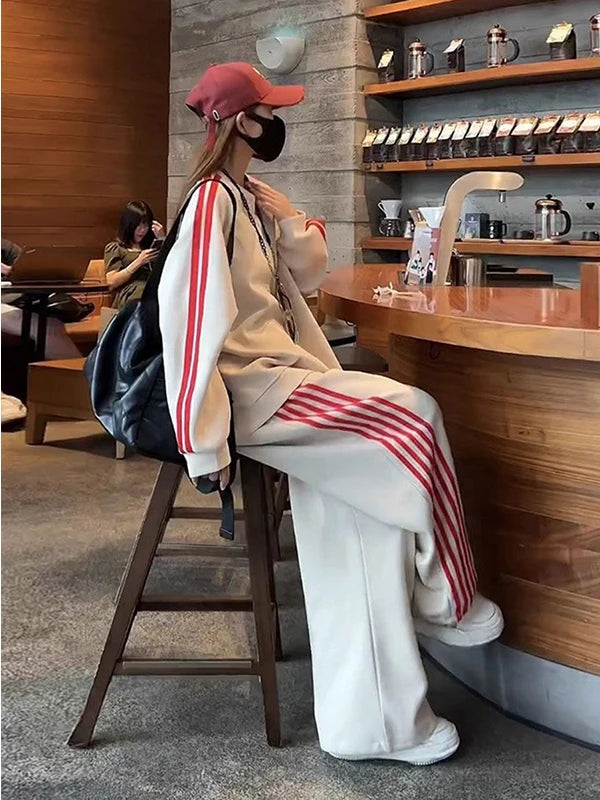 Women’s Korean-Style Relaxed Sweatshirt Two-Piece Set