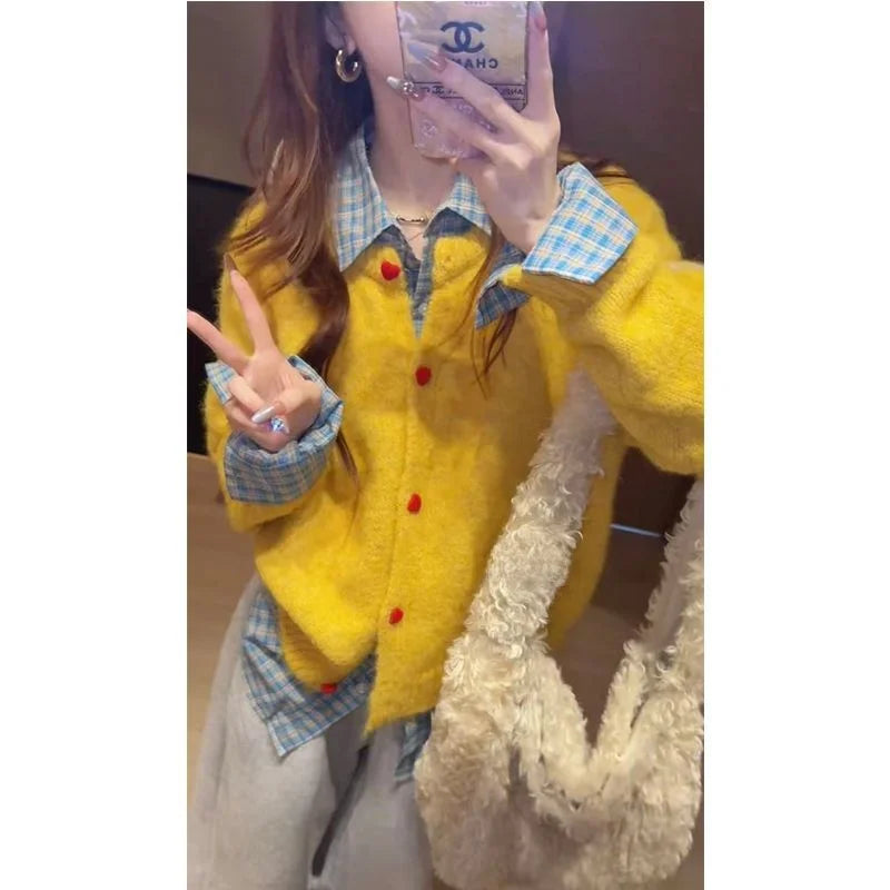 Women’s Plaid Shirt, Knit Vest & Wide-Leg Pants 3-Piece Set