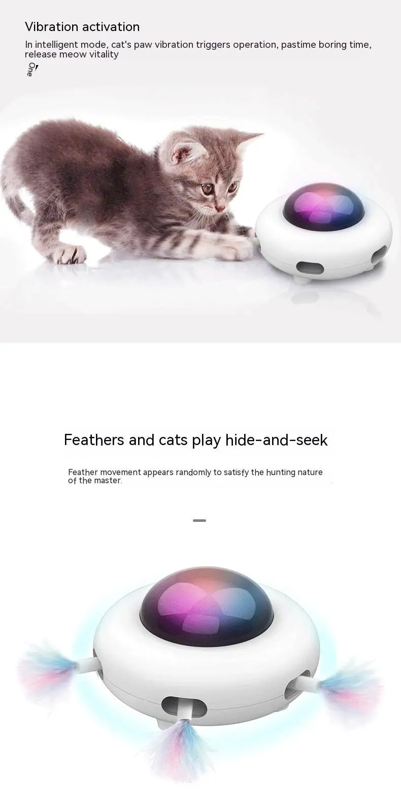 Smart Interactive UFO Cat Toy with Automatic Feather Teaser
