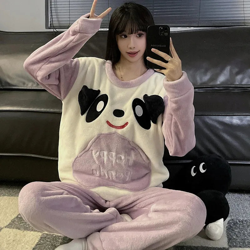 Women's Cozy Striped Coral Fleece Pajama Set