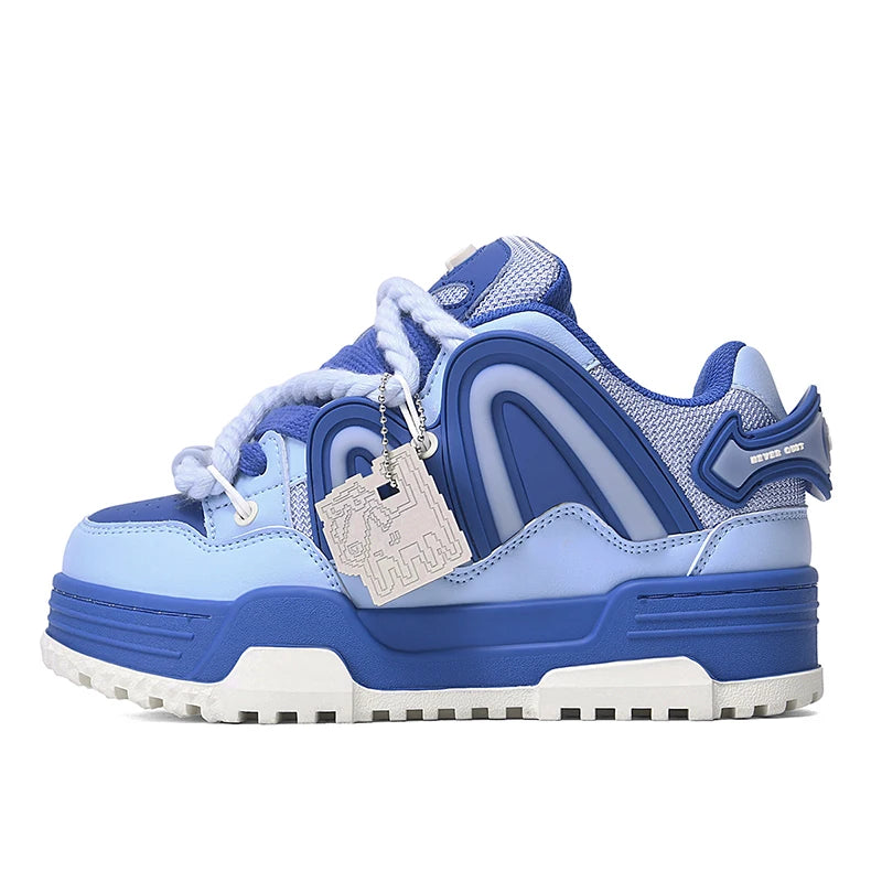 Women's Retro Blue Chunky Platform Sneakers