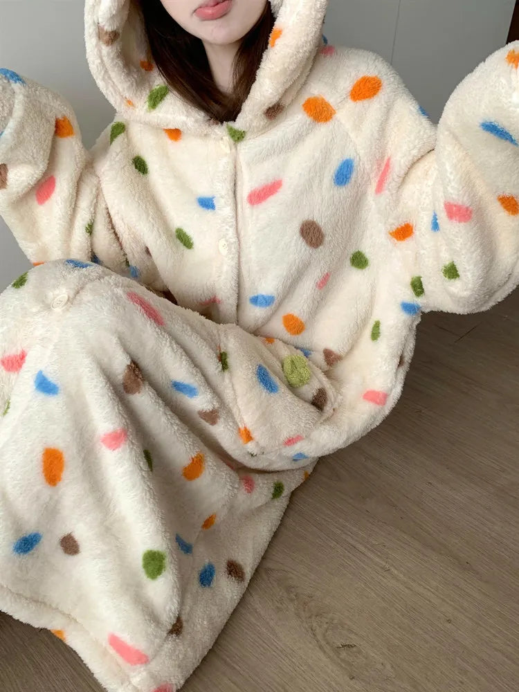 Women's Cozy Striped Coral Fleece Pajama Set