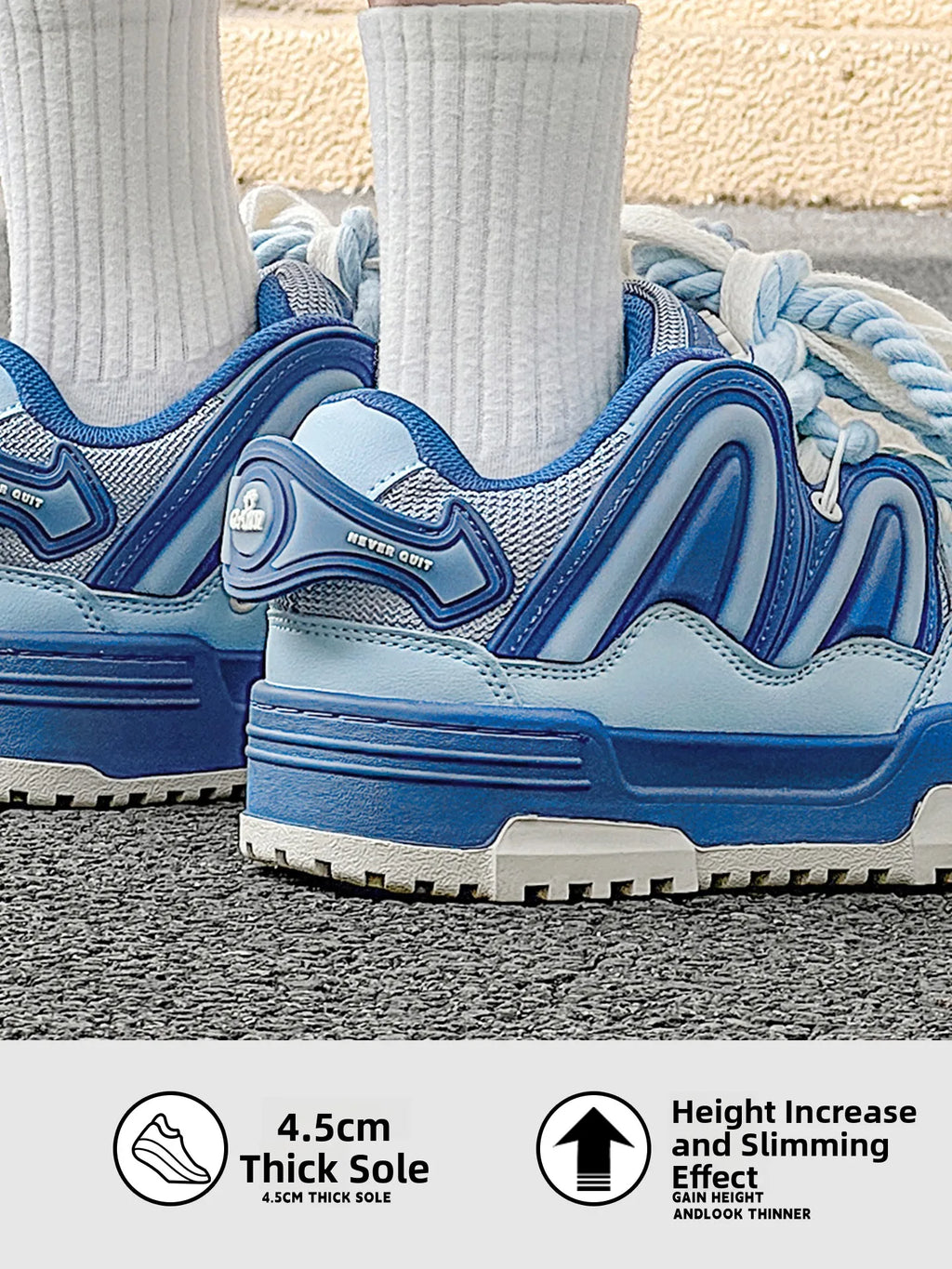 Women's Retro Blue Chunky Platform Sneakers