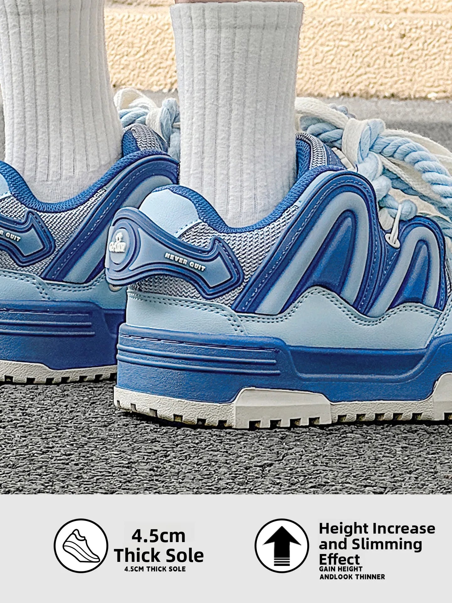 Women's Retro Blue Chunky Platform Sneakers