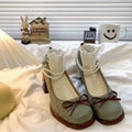 Women’s Pearl Bow Platform Mary Jane Heels
