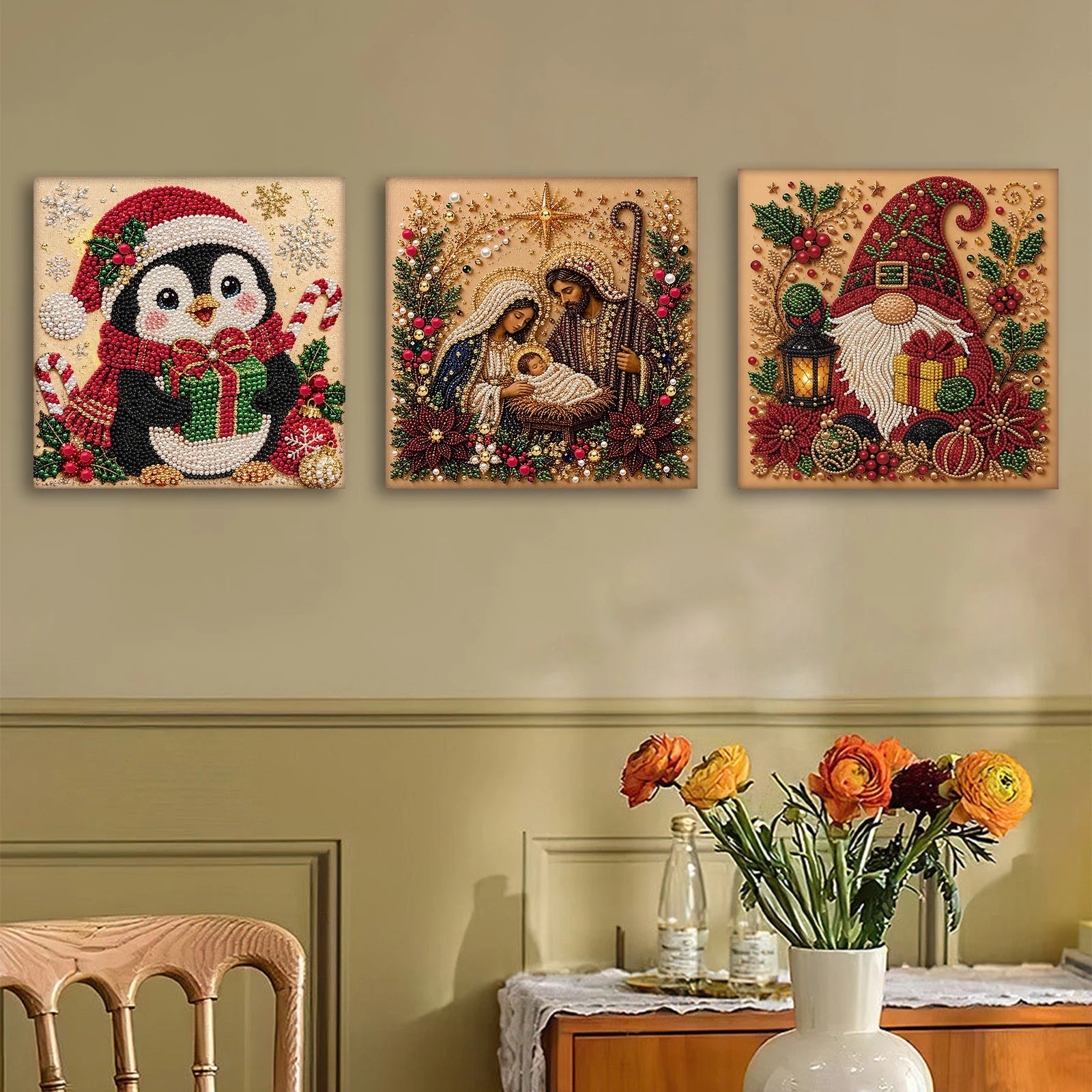 Christmas DIY Pearl Diamond Painting Kit with Frame – 30x30cm