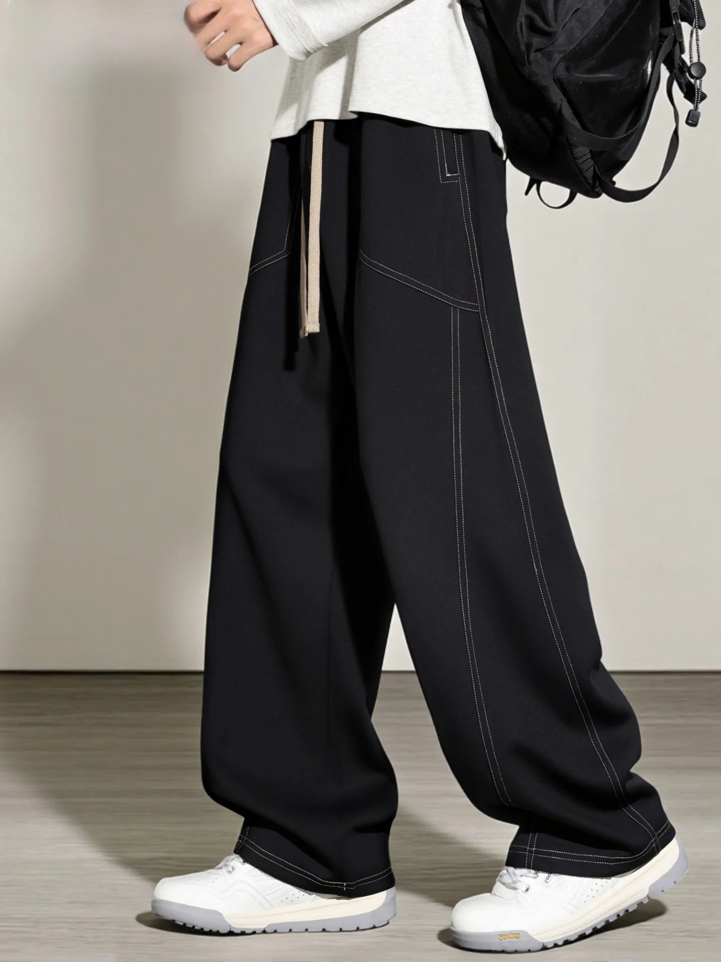 Men’s Lightweight Wide Leg Drawstring Casual Pants
