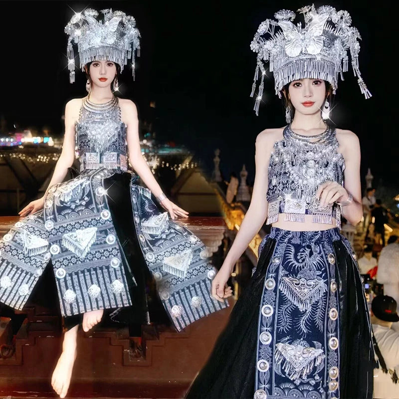 Women’s Chinese Ethnic Dance Costume Set – Xishuangbanna-Inspired Photo Outfit