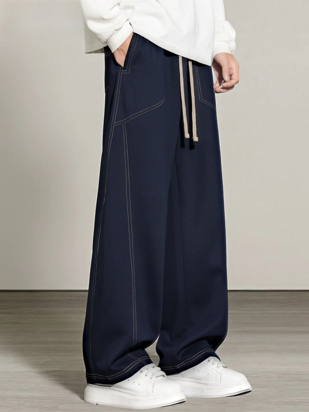 Men’s Lightweight Wide Leg Drawstring Casual Pants