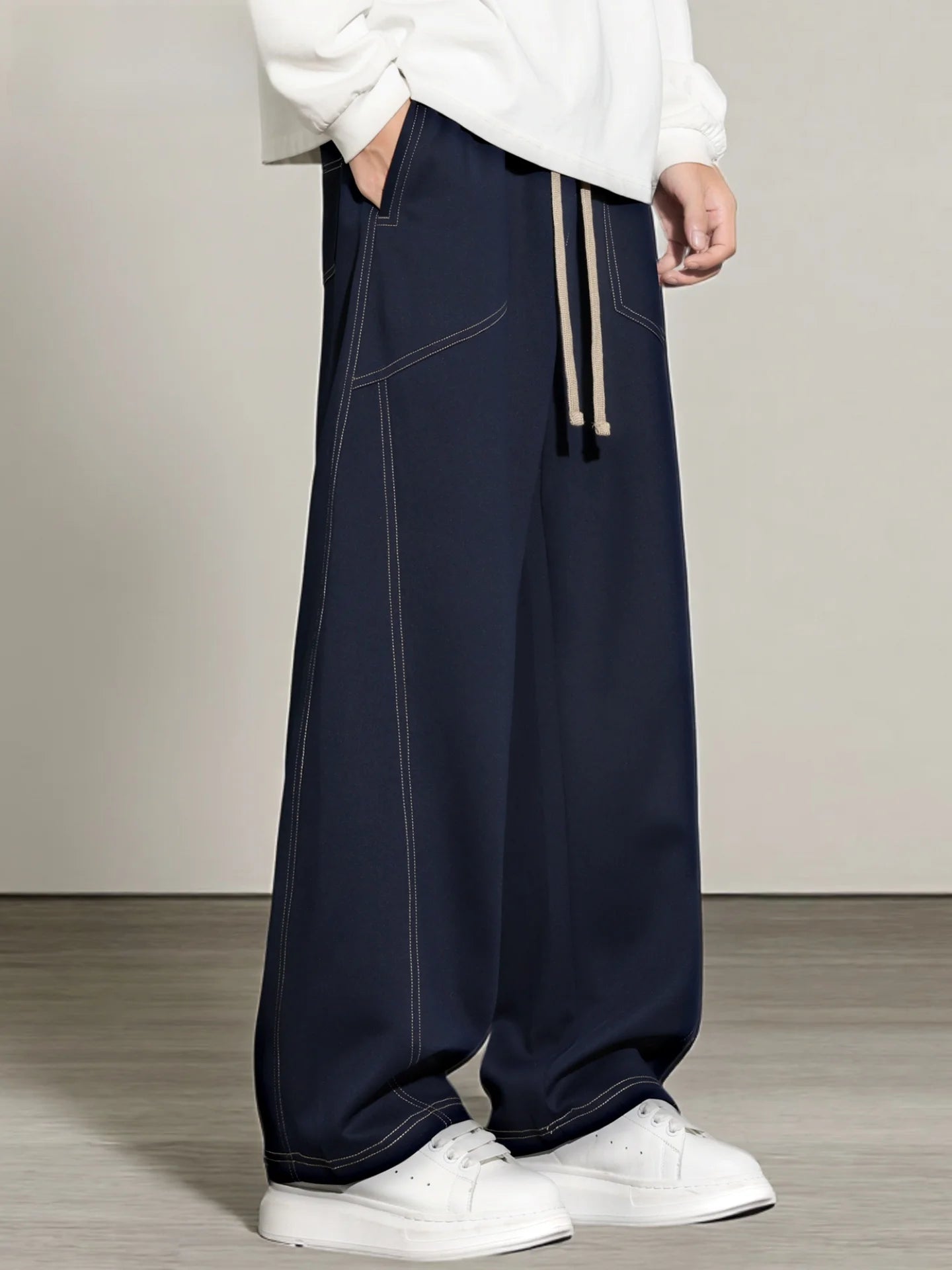 Men’s Lightweight Wide Leg Drawstring Casual Pants