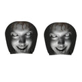 2PCS Scary Face Car Headrest Covers – Universal Elastic Black Seat Protectors