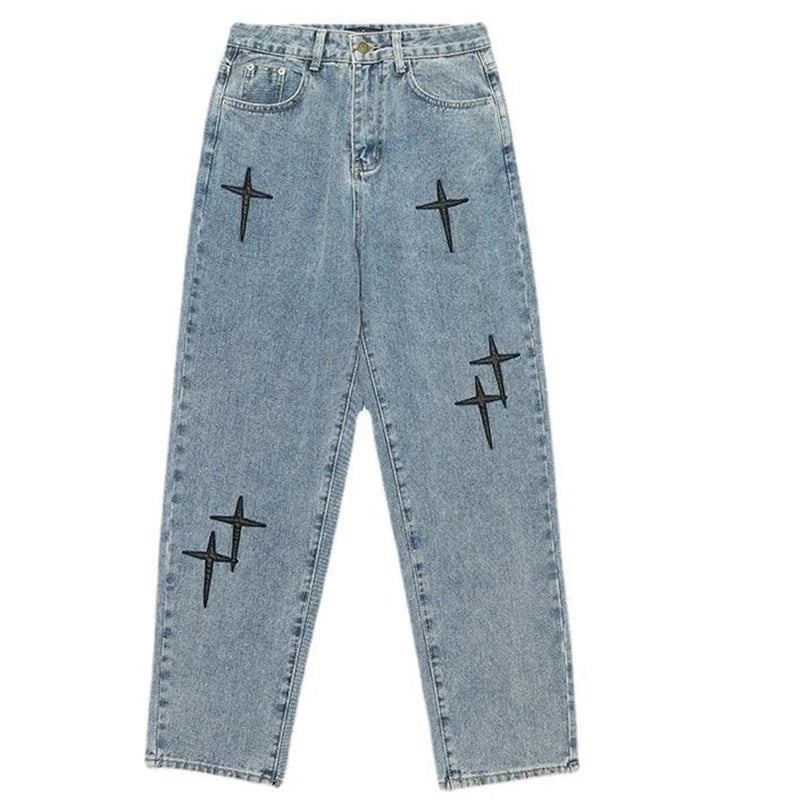 Men’s Vintage Graphic Loose-Fit Denim Cargo Jeans