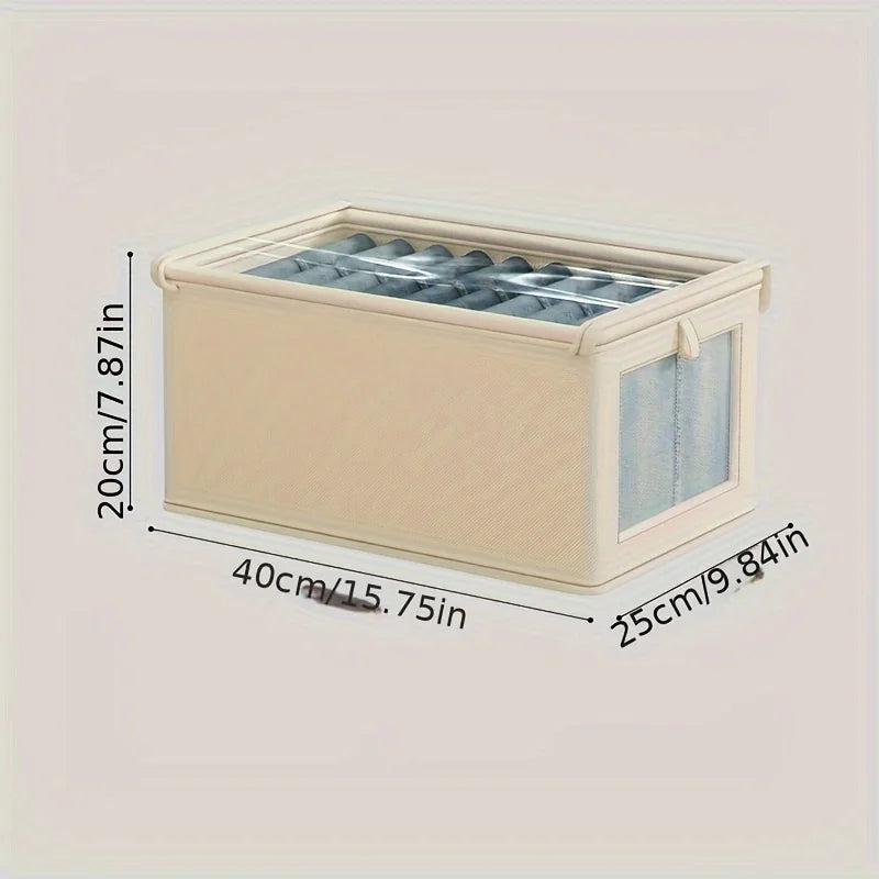 Large Foldable Fabric Storage Box with Clear Window – Clothing & Blanket Organizer