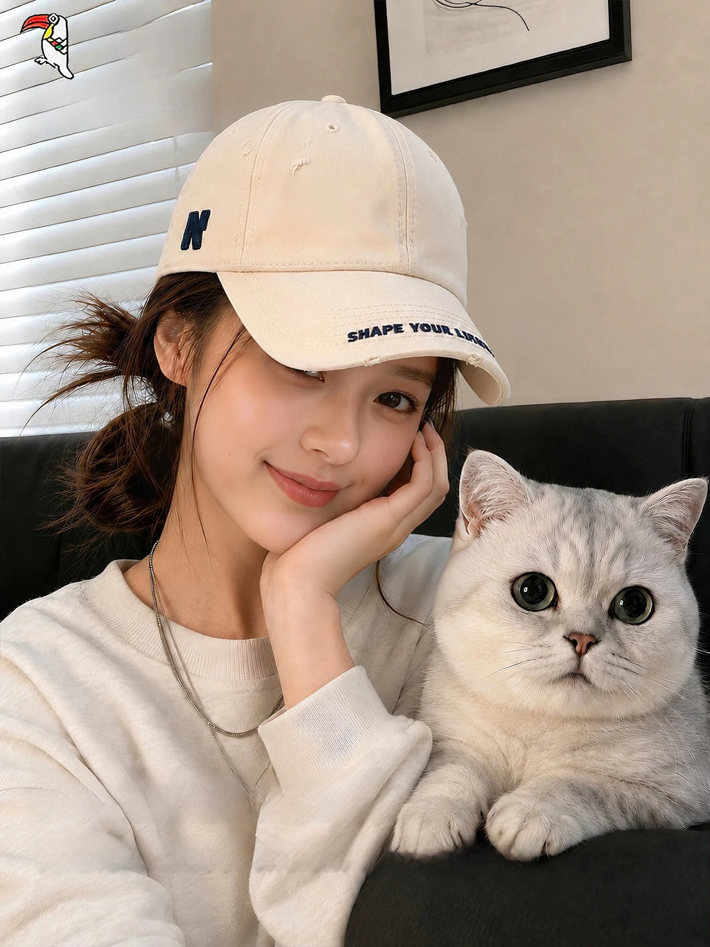 Women’s Vintage Wide Brim High Crown Baseball Cap