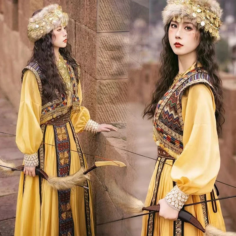Women’s Chinese Ethnic Dance Costume Set – Xishuangbanna-Inspired Photo Outfit