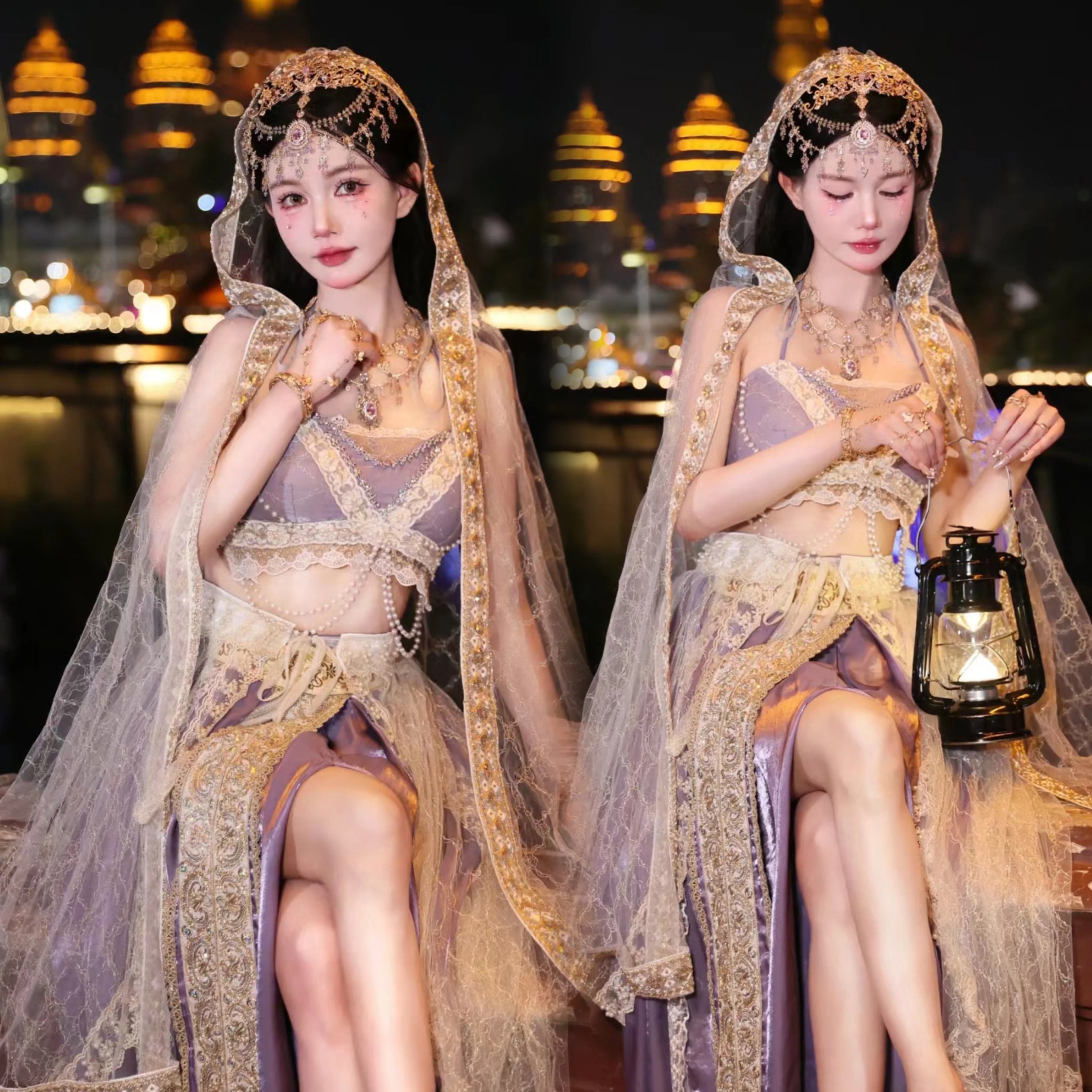 Women’s Chinese Ethnic Dance Costume Set – Xishuangbanna-Inspired Photo Outfit