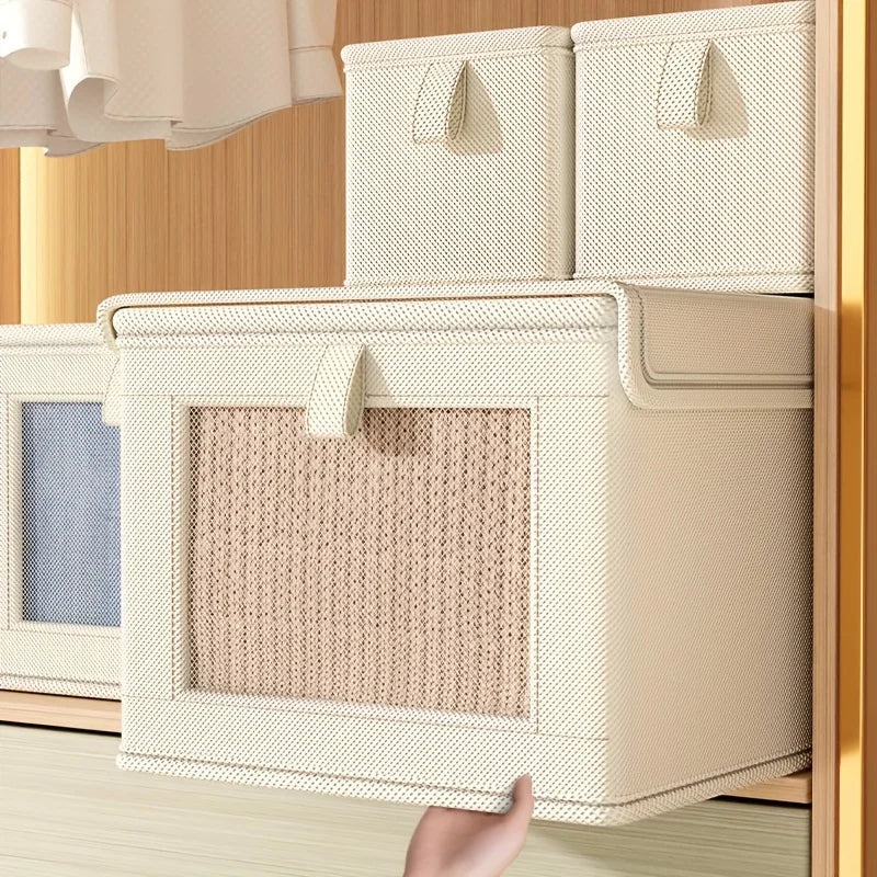 Large Foldable Fabric Storage Box with Clear Window – Clothing & Blanket Organizer