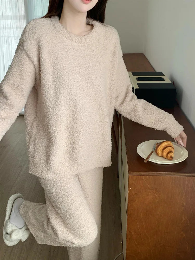 Women's Cozy Striped Coral Fleece Pajama Set