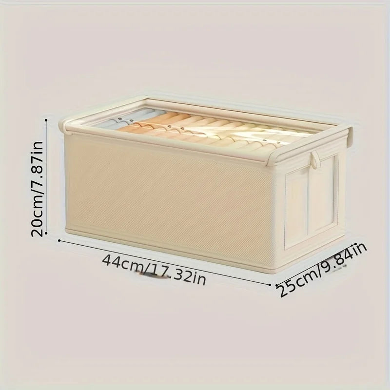 Large Foldable Fabric Storage Box with Clear Window – Clothing & Blanket Organizer