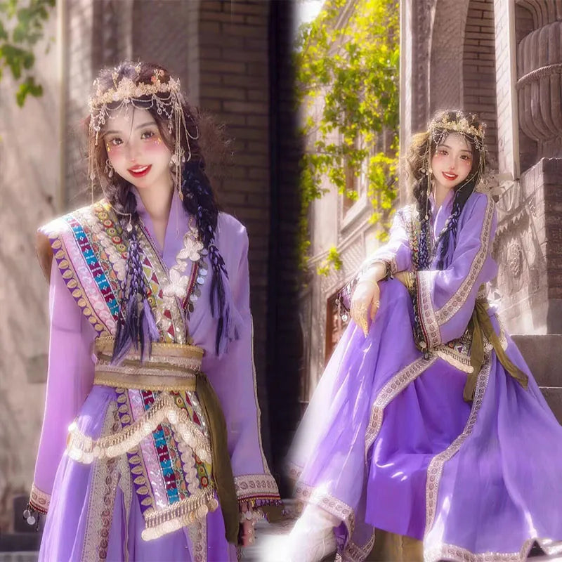 Women’s Chinese Ethnic Dance Costume Set – Xishuangbanna-Inspired Photo Outfit