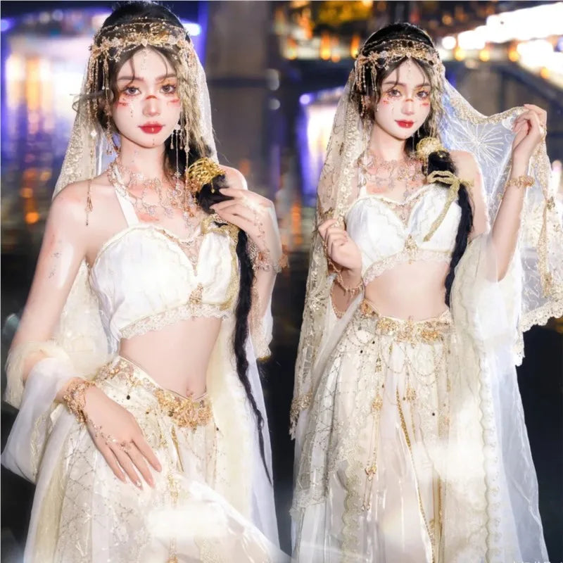 Women’s Chinese Ethnic Dance Costume Set – Xishuangbanna-Inspired Photo Outfit