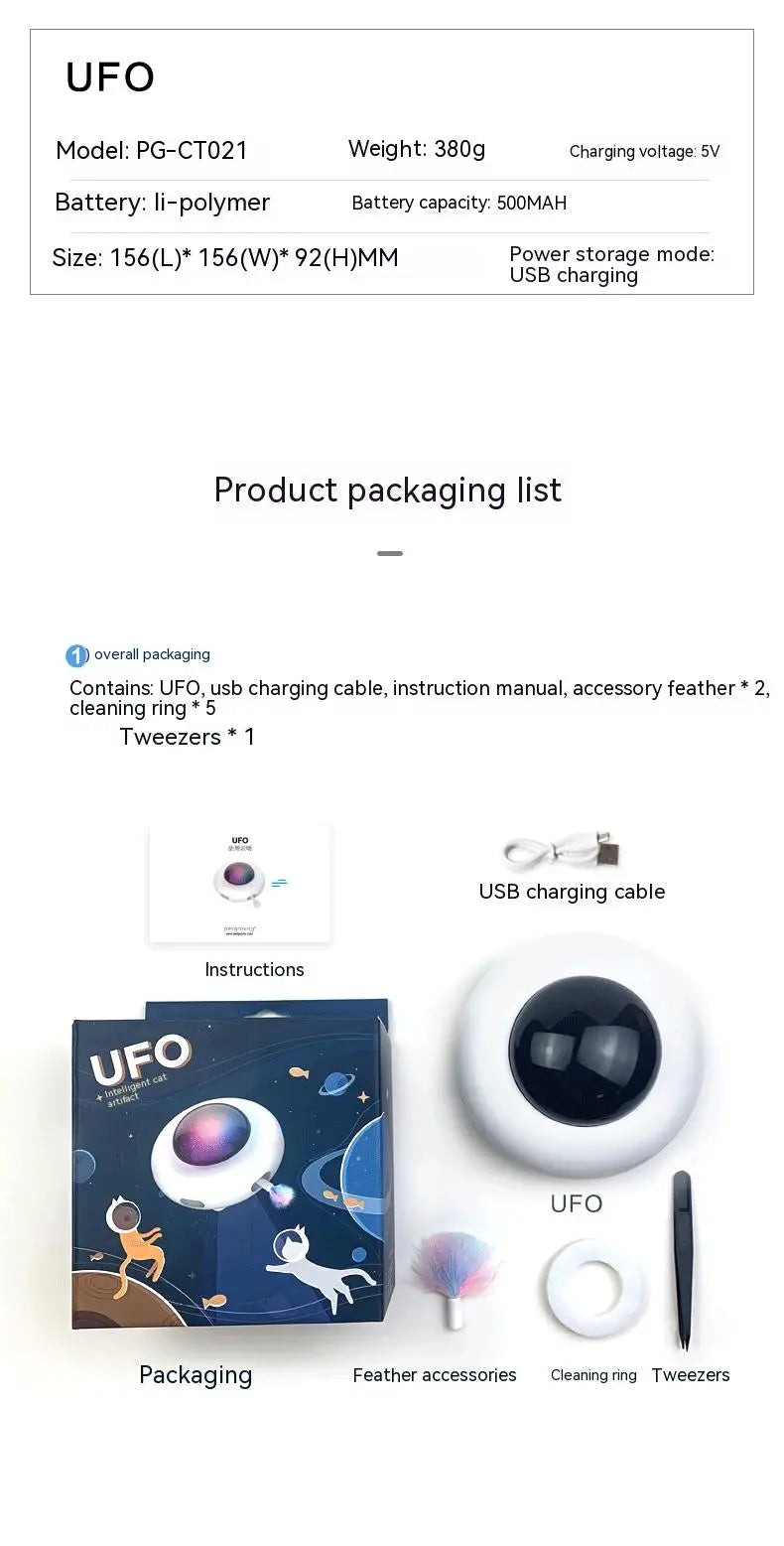 Smart Interactive UFO Cat Toy with Automatic Feather Teaser