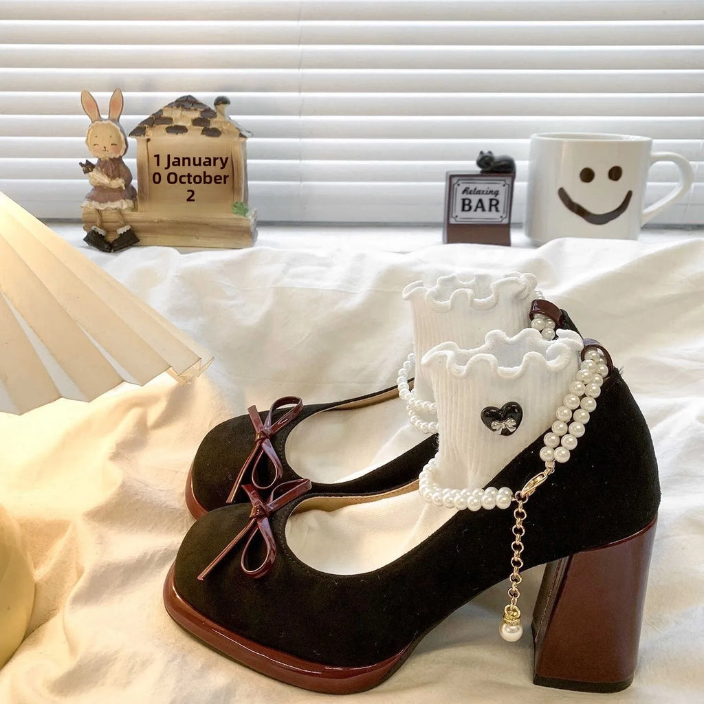 Women’s Pearl Bow Platform Mary Jane Heels