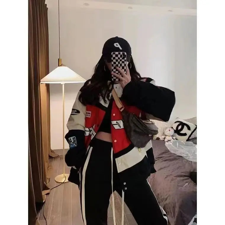 Unisex American Retro Racing Baseball Jacket