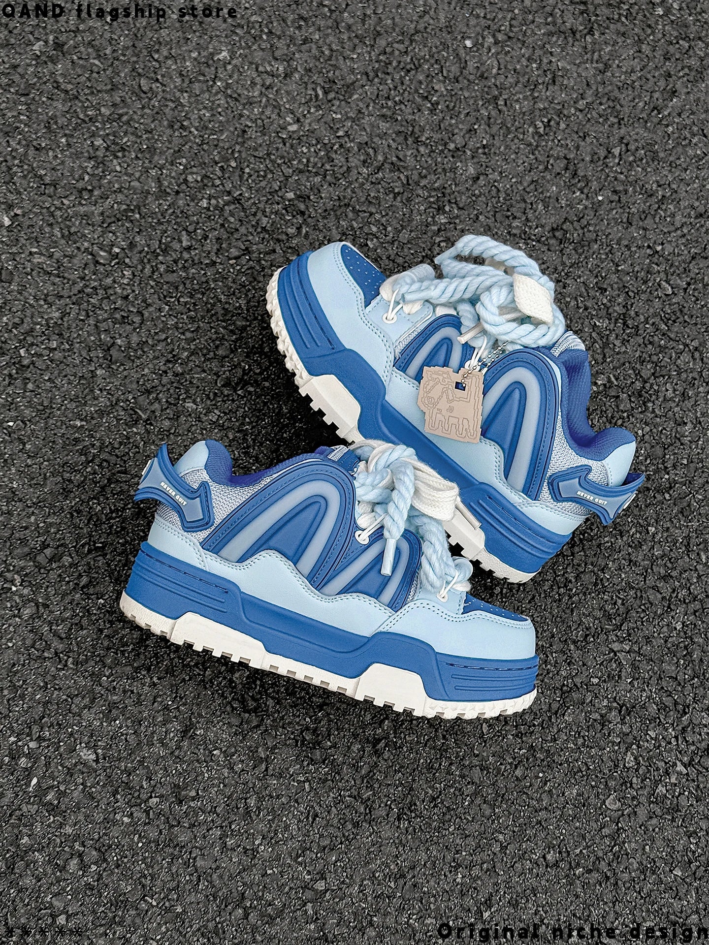 Women's Retro Blue Chunky Platform Sneakers