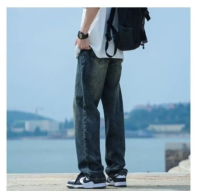 Men’s Vintage Washed Loose Fit Straight Leg Jeans