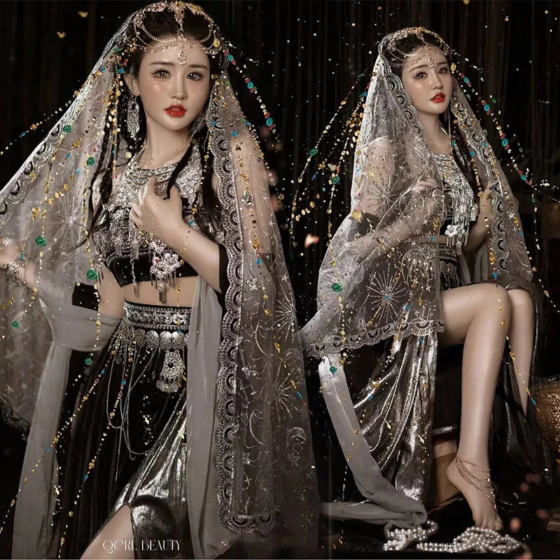 Women’s Chinese Ethnic Dance Costume Set – Xishuangbanna-Inspired Photo Outfit
