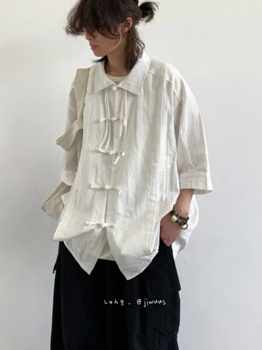 Men’s Retro Chinese-Style Asymmetric Button Shirt
