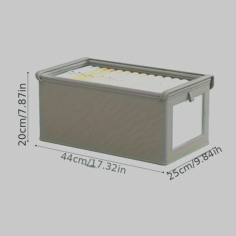 Large Foldable Fabric Storage Box with Clear Window – Clothing & Blanket Organizer