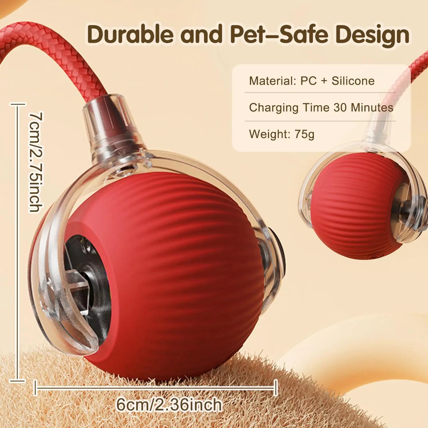 Rechargeable Smart Rolling Cat Ball Toy with Interactive Faux Tail