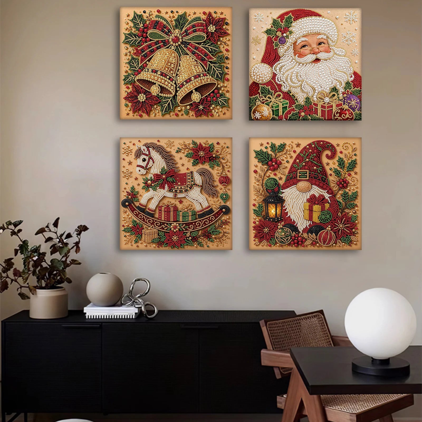 Christmas DIY Pearl Diamond Painting Kit with Frame – 30x30cm