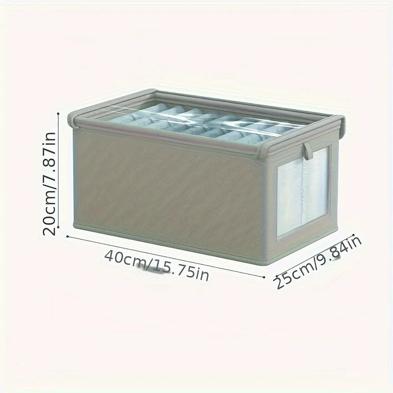 Large Foldable Fabric Storage Box with Clear Window – Clothing & Blanket Organizer