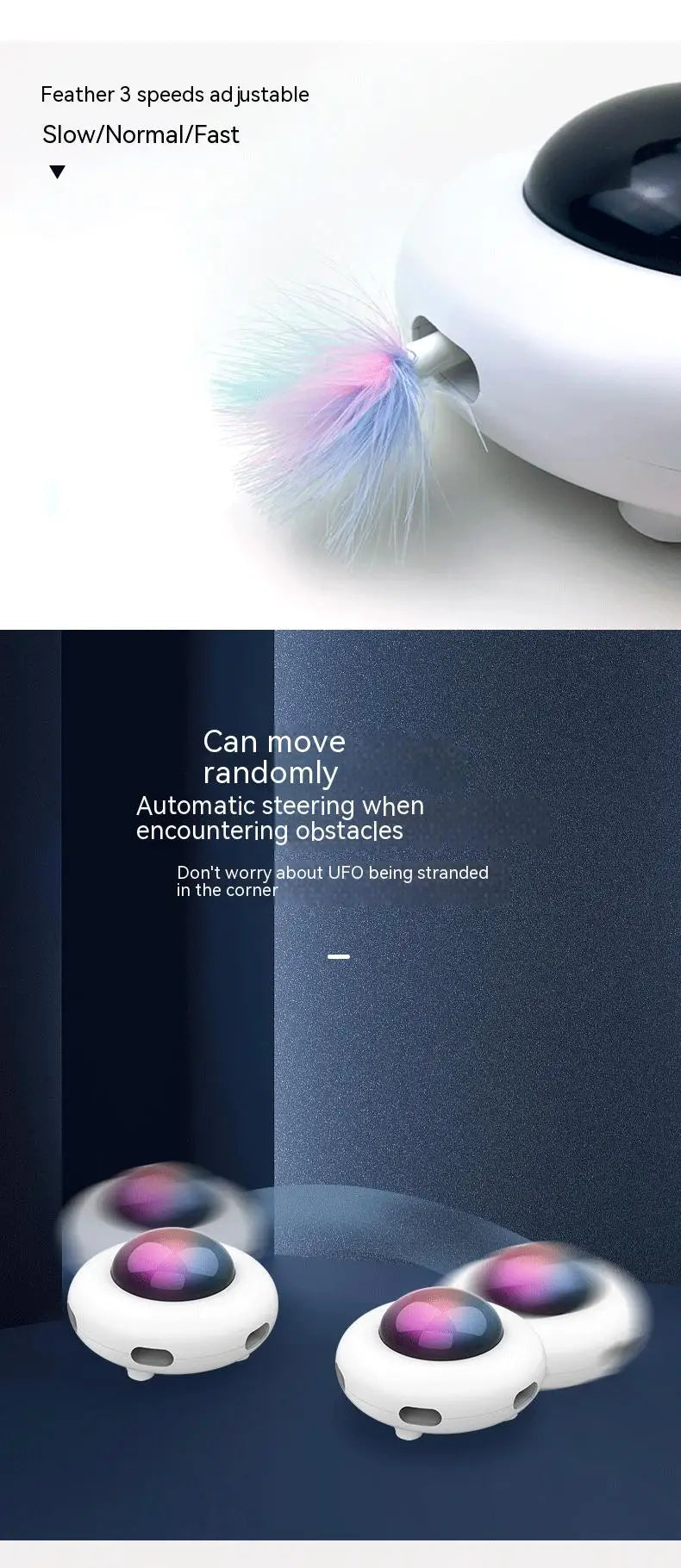 Smart Interactive UFO Cat Toy with Automatic Feather Teaser
