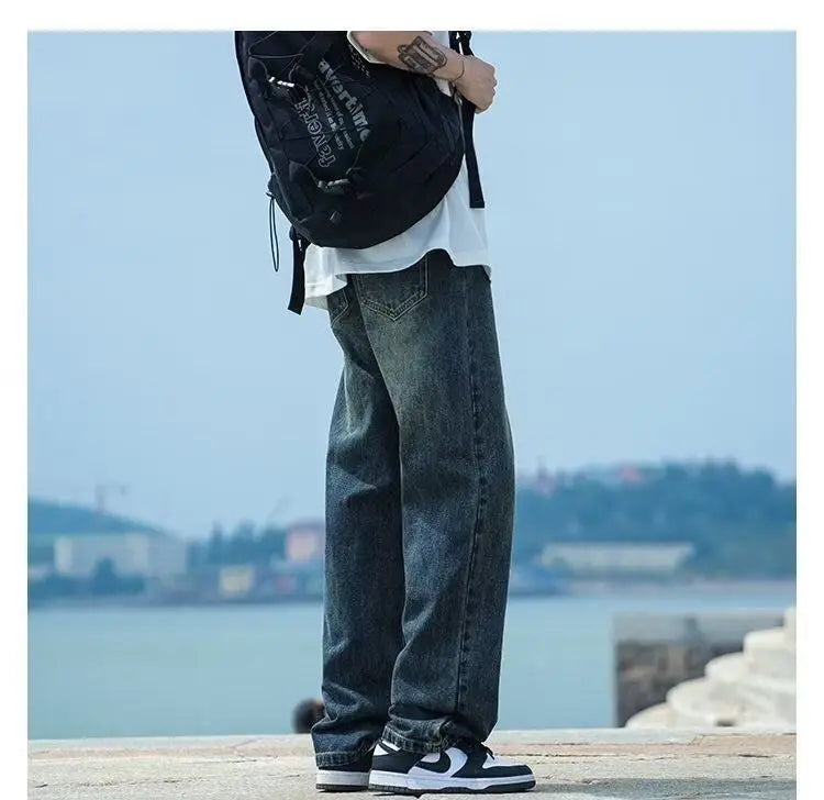 Men’s Vintage Washed Loose Fit Straight Leg Jeans