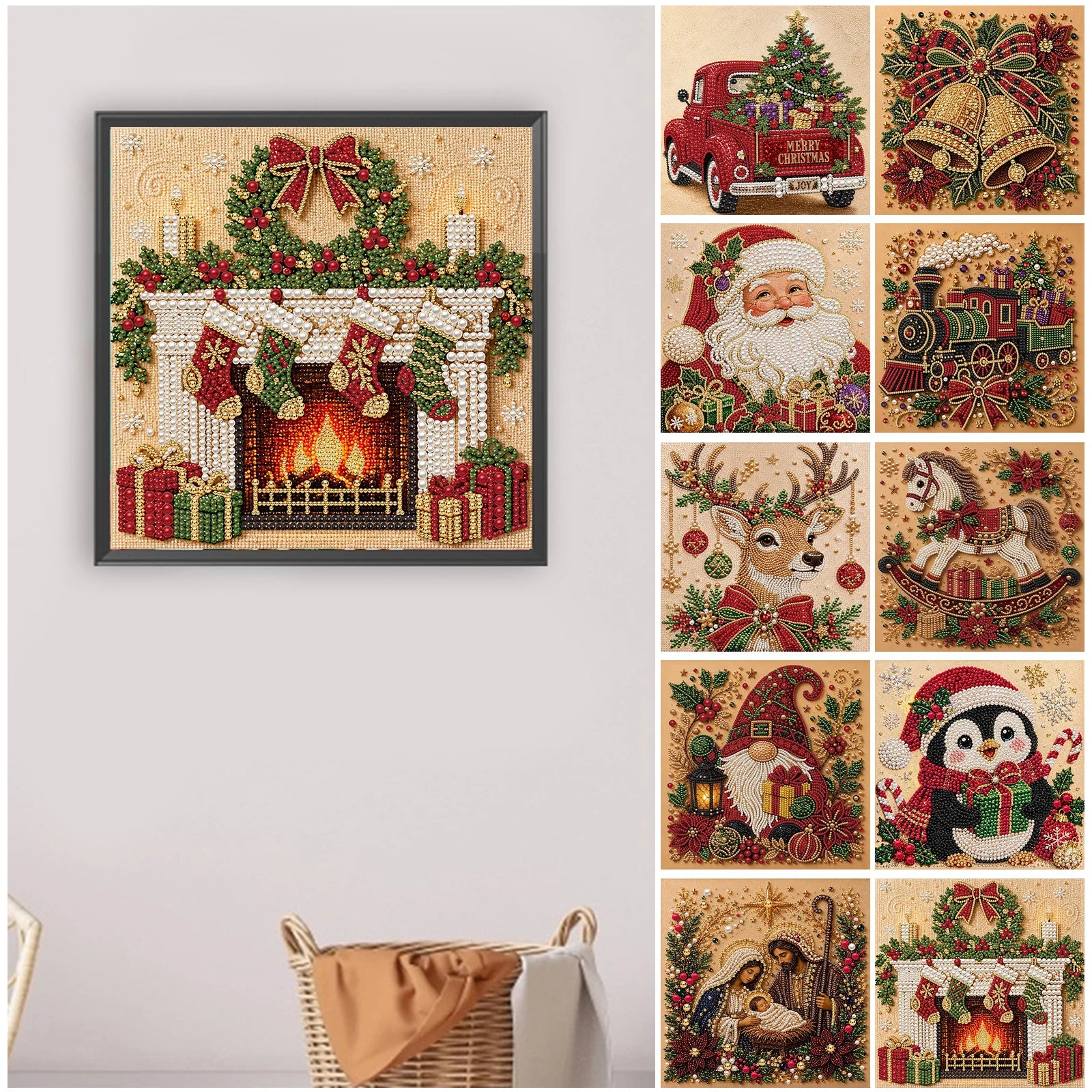 Christmas DIY Pearl Diamond Painting Kit with Frame – 30x30cm