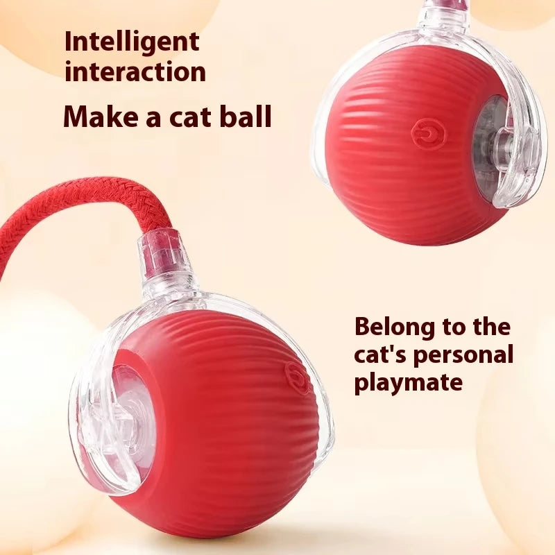 Rechargeable Smart Rolling Cat Ball Toy with Interactive Faux Tail