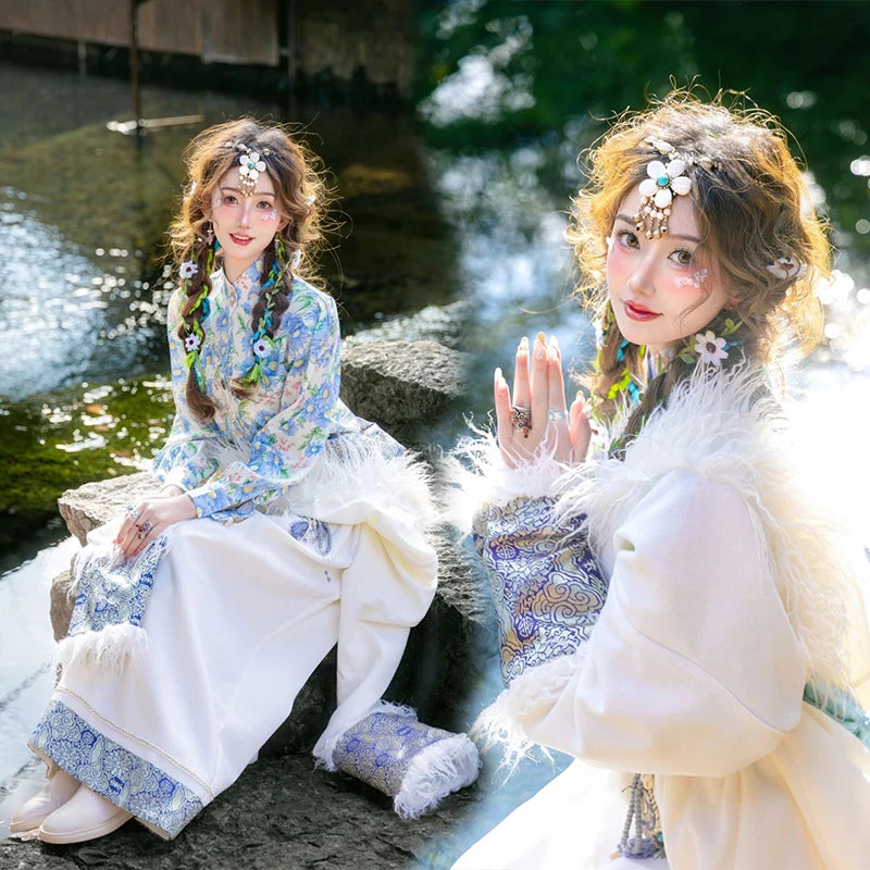 Women’s Chinese Ethnic Dance Costume Set – Xishuangbanna-Inspired Photo Outfit