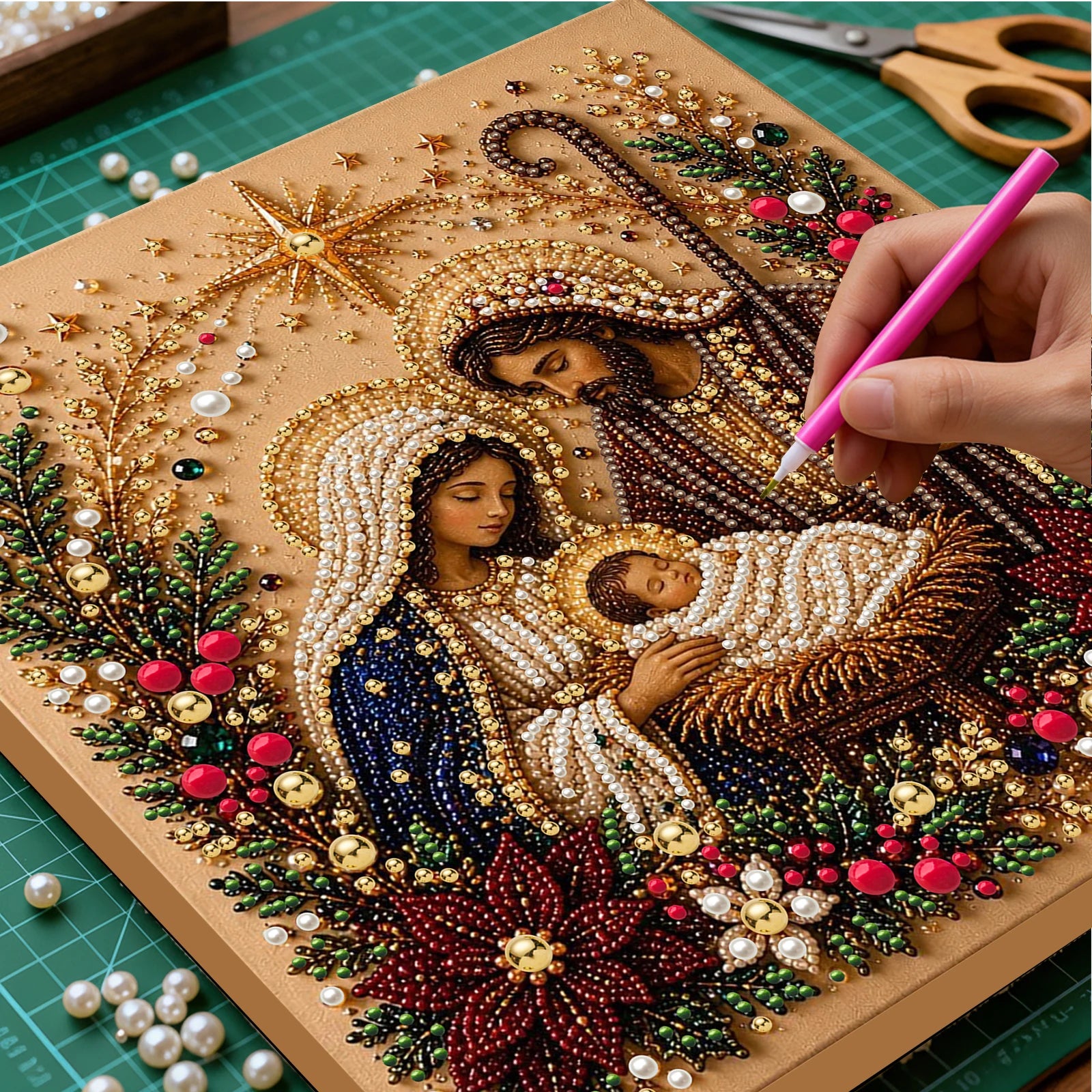 Christmas DIY Pearl Diamond Painting Kit with Frame – 30x30cm