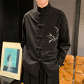Men’s Bamboo Embroidered Mandarin Collar Tang Shirt
