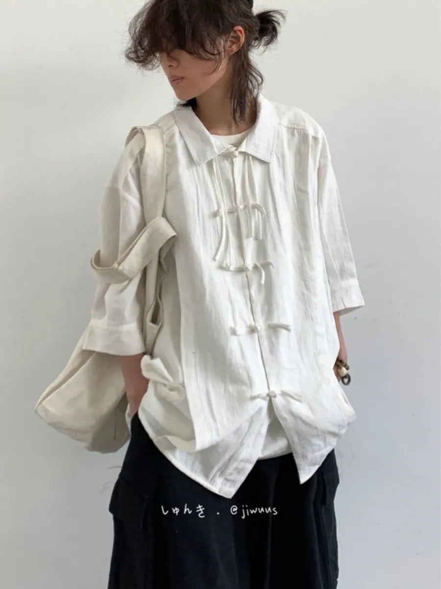 Men’s Retro Chinese-Style Asymmetric Button Shirt
