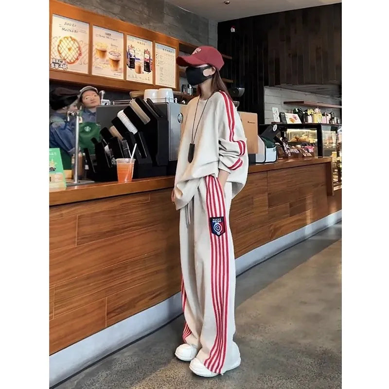 Women’s Korean-Style Relaxed Sweatshirt Two-Piece Set