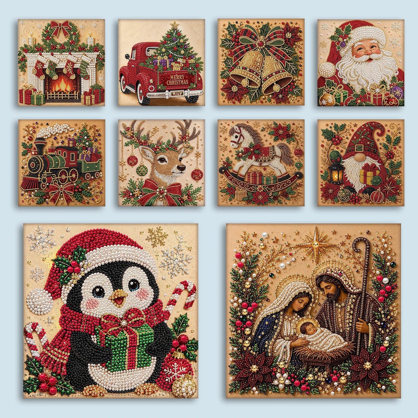 Christmas DIY Pearl Diamond Painting Kit with Frame – 30x30cm